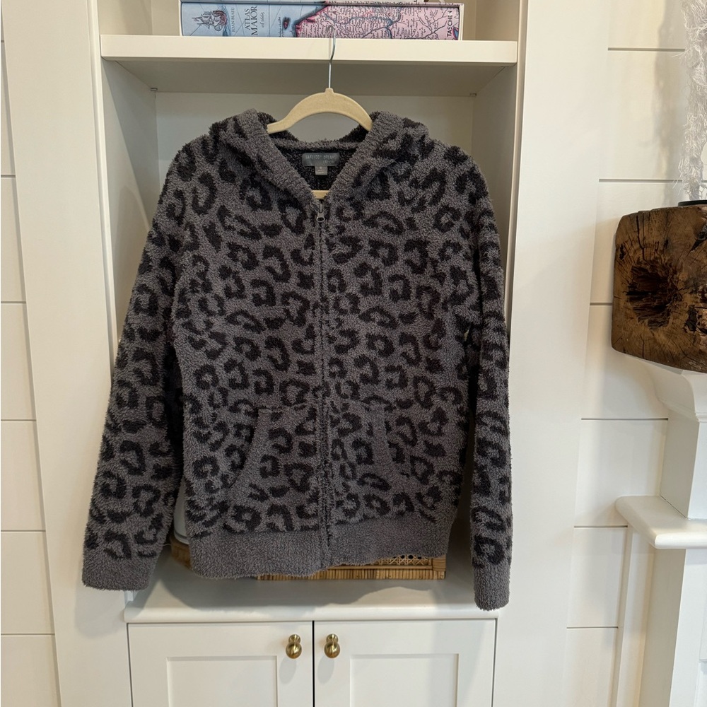 Barefoot Dreams Zip Up Leopard Hoodie Sz M